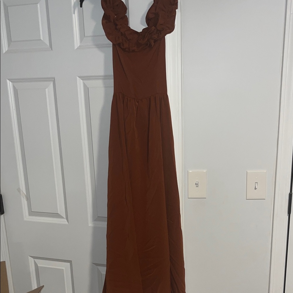 Elegant Brown Sleeveless Dress